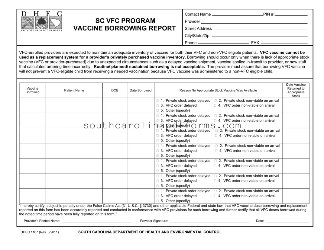 Dhec 1167 Template