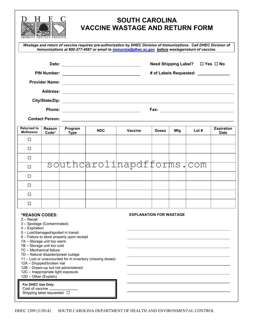 Dhec 1209 Template