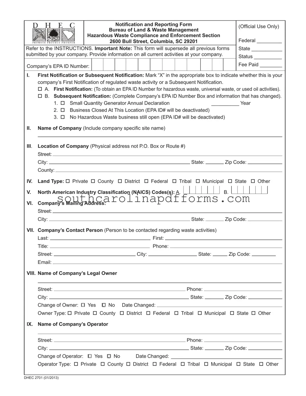 Dhec 2701 Template