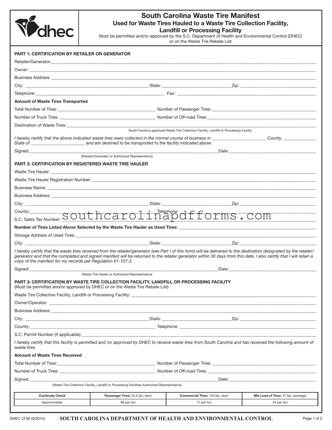 Dhec 2738 Template