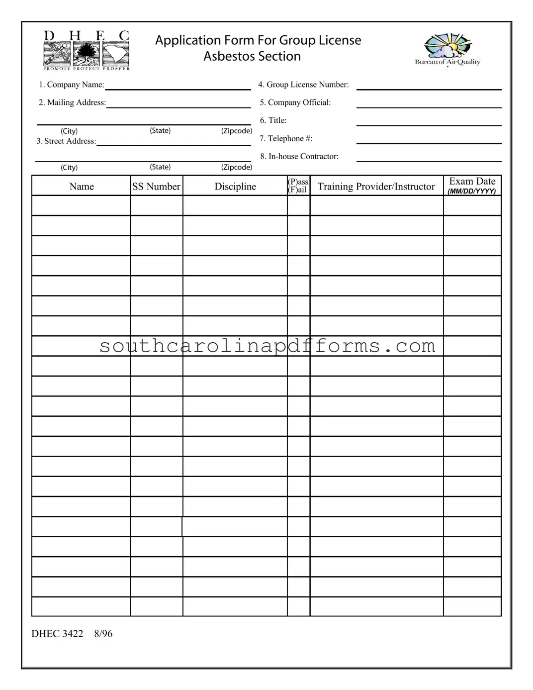Dhec 3422 Template
