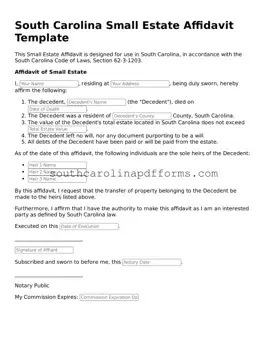 Attorney-Approved South Carolina Small Estate Affidavit Document
