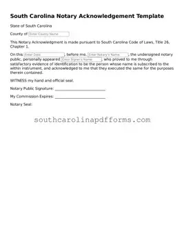 Attorney-Approved South Carolina Notary Acknowledgement Document