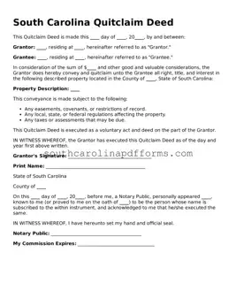 Attorney-Approved South Carolina Quitclaim Deed Document