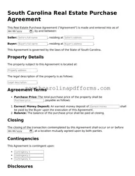 Attorney-Approved South Carolina Real Estate Purchase Agreement Document