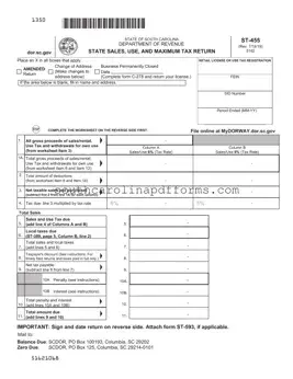 State Of South Carolina St455 Template