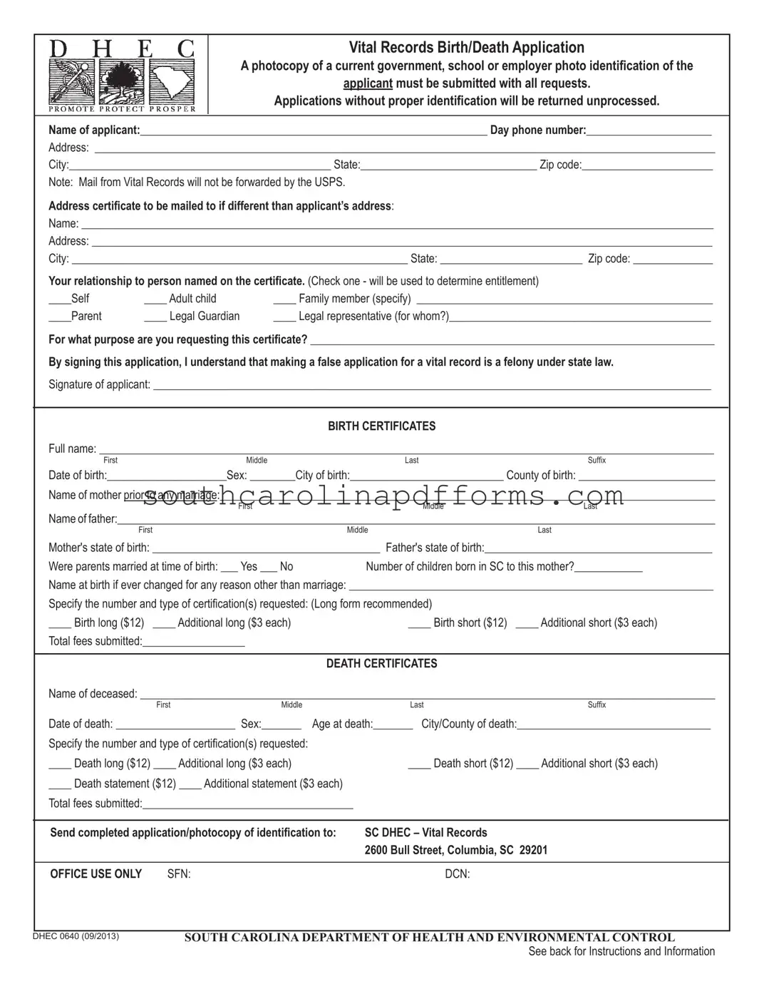 Sc Dhec Application Template