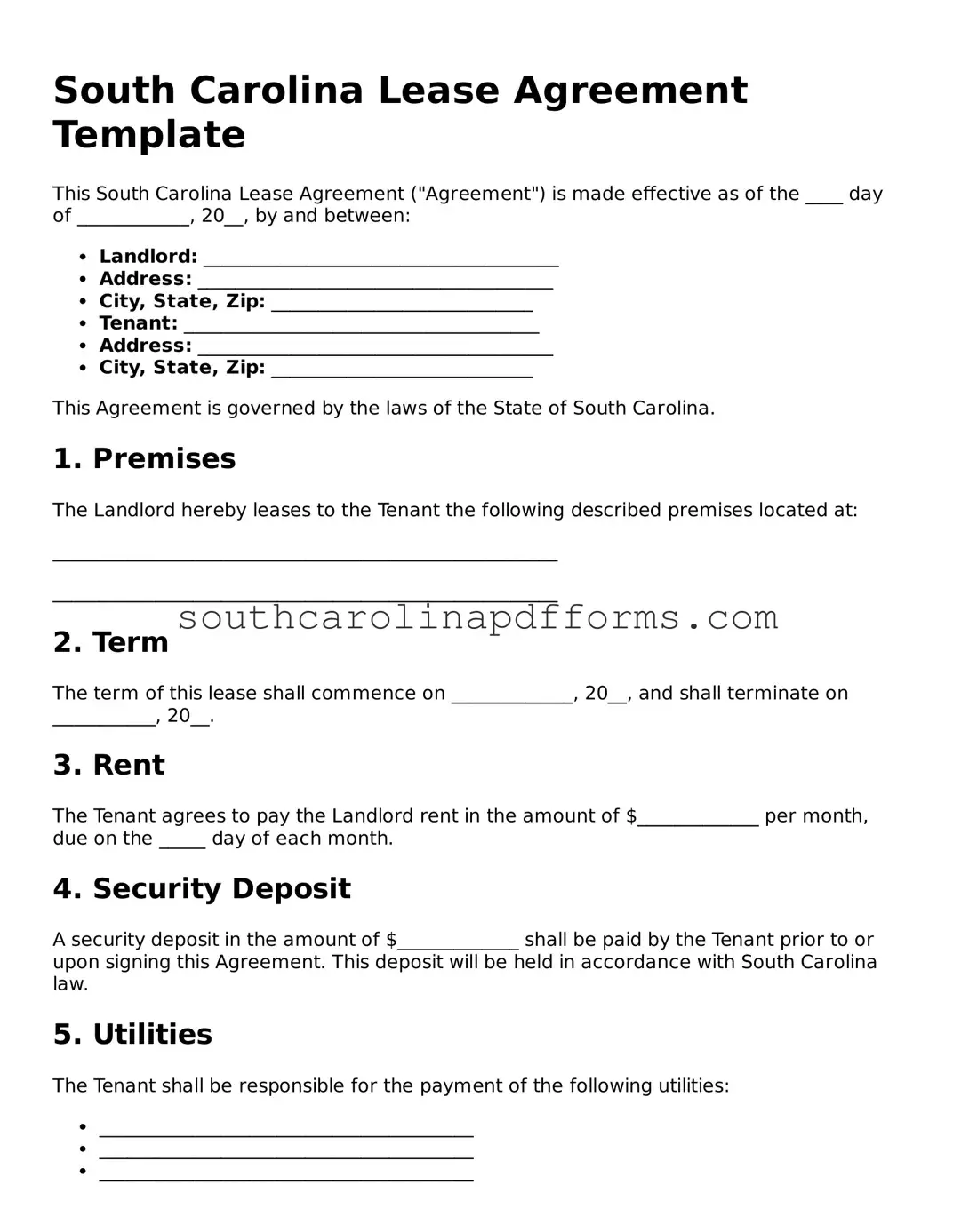 Attorney-Approved South Carolina Lease Agreement Document